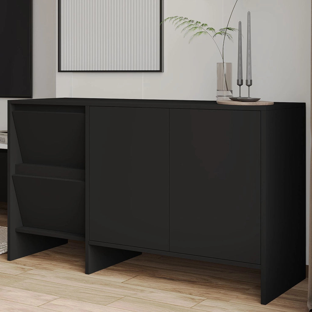 Credenza in legno "Laris 130" - 130 x 44 x 82 cm - Nero