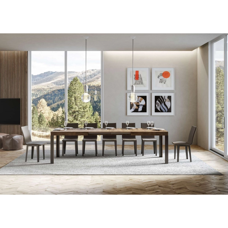 Tavolo allungabile 90x180/284 cm Linea telaio Antracite - Noce