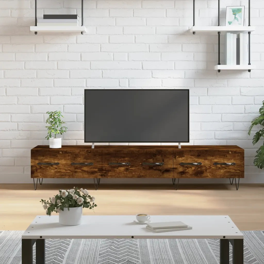 Mobile Porta TV-Mobile per TV-Credenza TV Rovere Fumo 150x36x30 cm in Legno Multistrato 372555