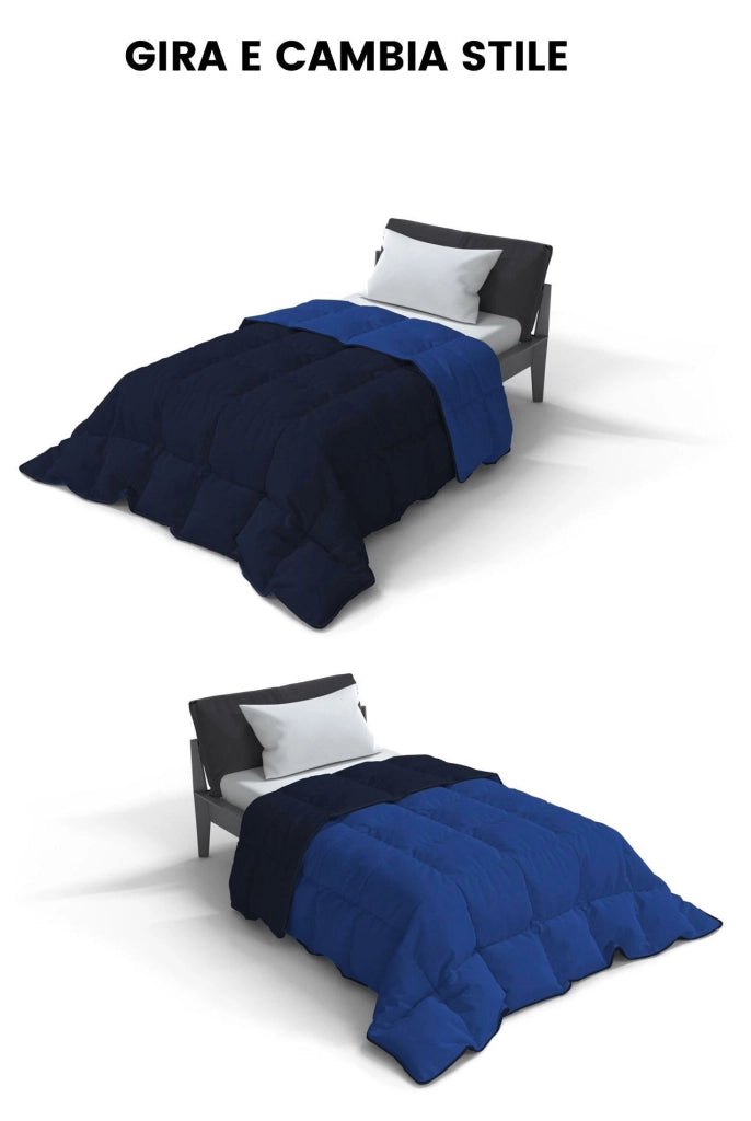 Trapunta Invernale 1 Piazza e Mezzo Doubleface 300gr Blu Scuro/Blu Royal
