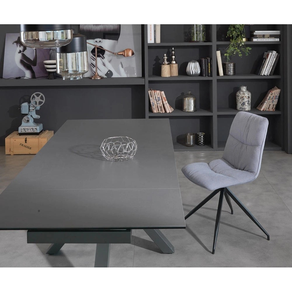 Tavolo allungabile Ceramica 1 160/240cm con top in ceramica grigio grafite opaco su vetro temperato e base in metallo - Stones