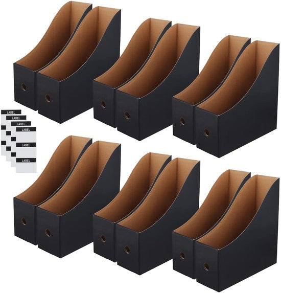 Set di Organizzatori in Cartone da 10 pezzi - con Etichette - 26 x 9 x 27 cm - Solido - per Ufficio e Casa - Cassettiera