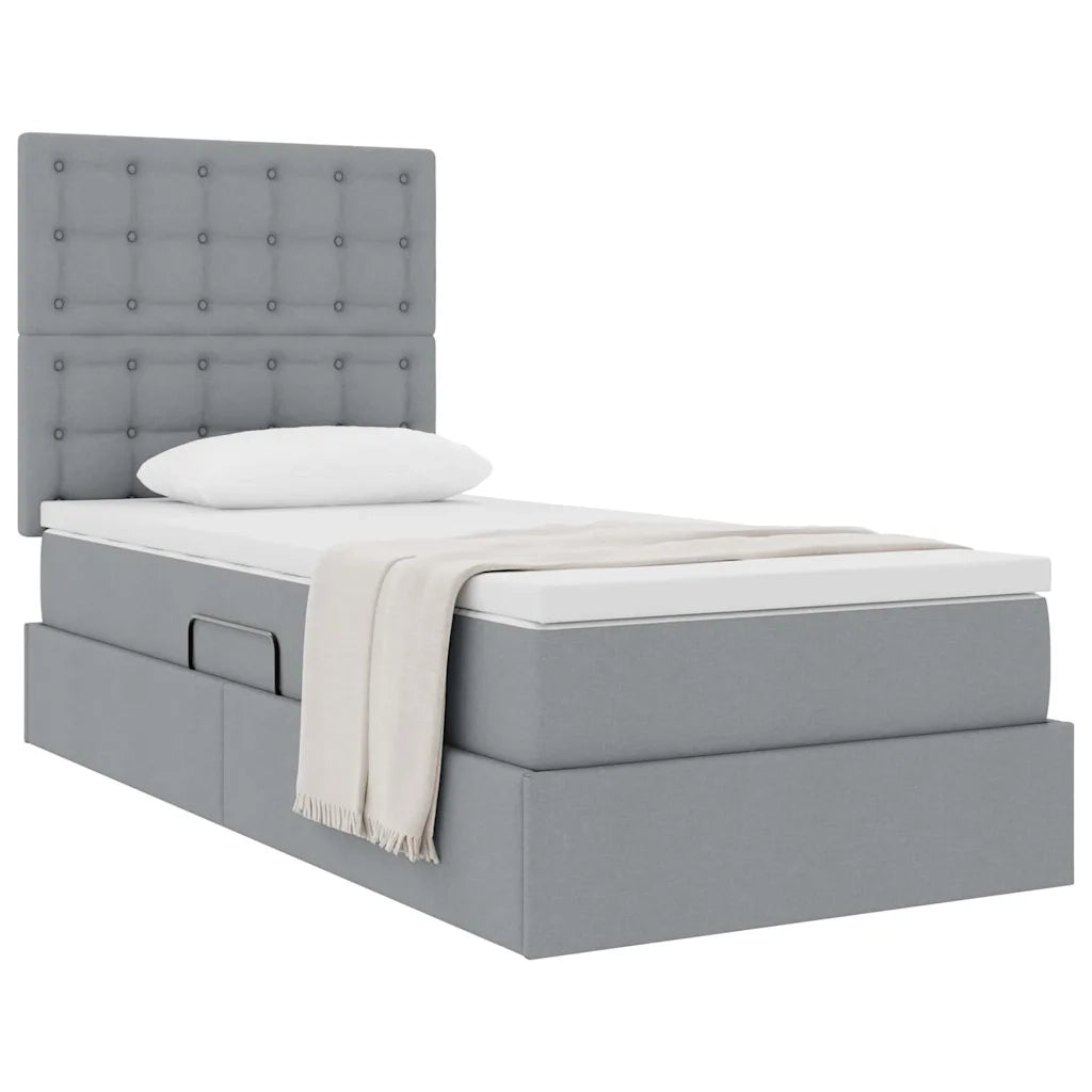 Letto con contenitore e materasso Grigio chiaro 90 x 200 cm