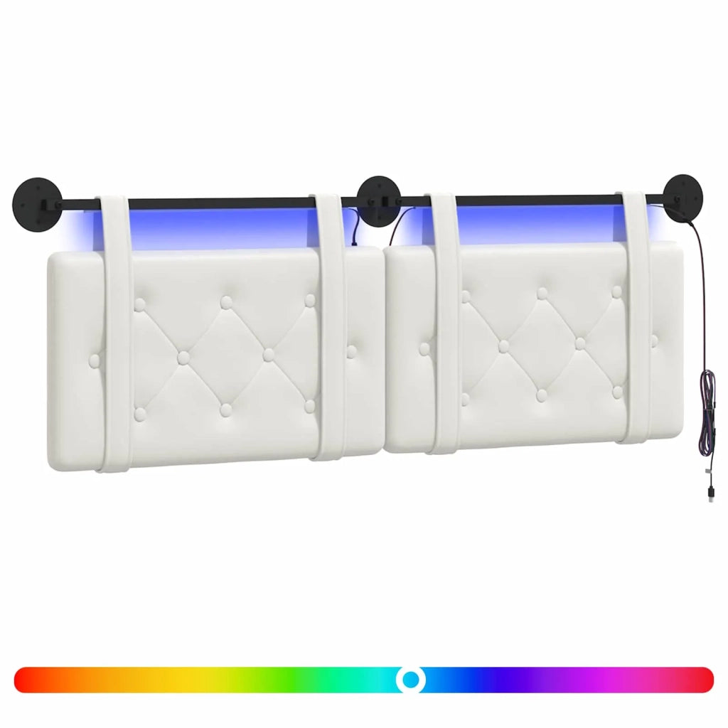 Testiera sospesa Con luce LED Bianco Similpelle