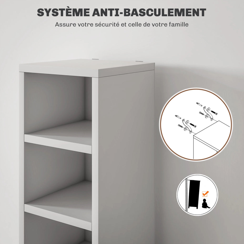 Cassettiera per CD e DVD con 12 compartimenti ¨C Minimal ¨C Bianco 21x20x175 cm