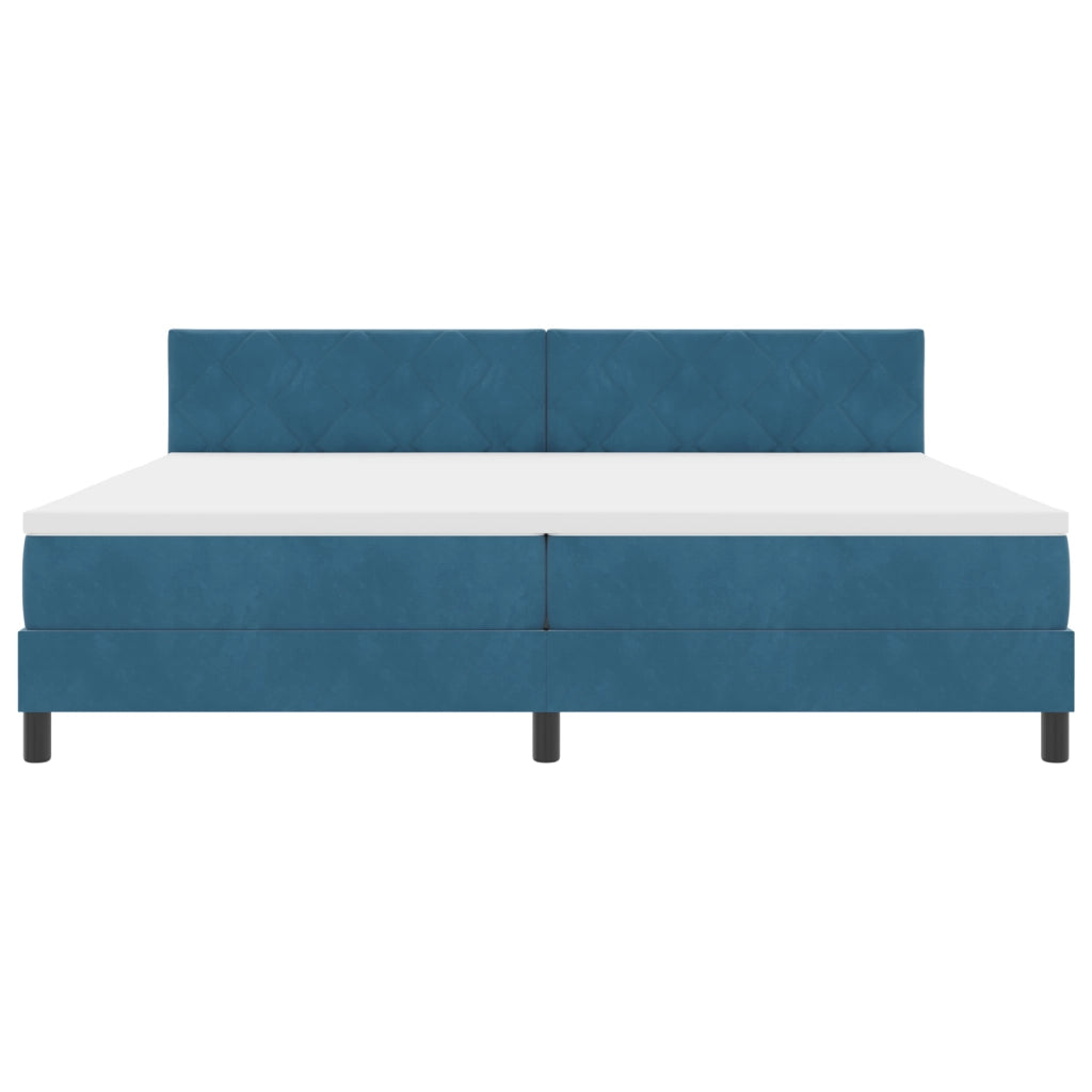 Letto Box Spring con Materasso Blu Scuro 200x200 cm Velluto