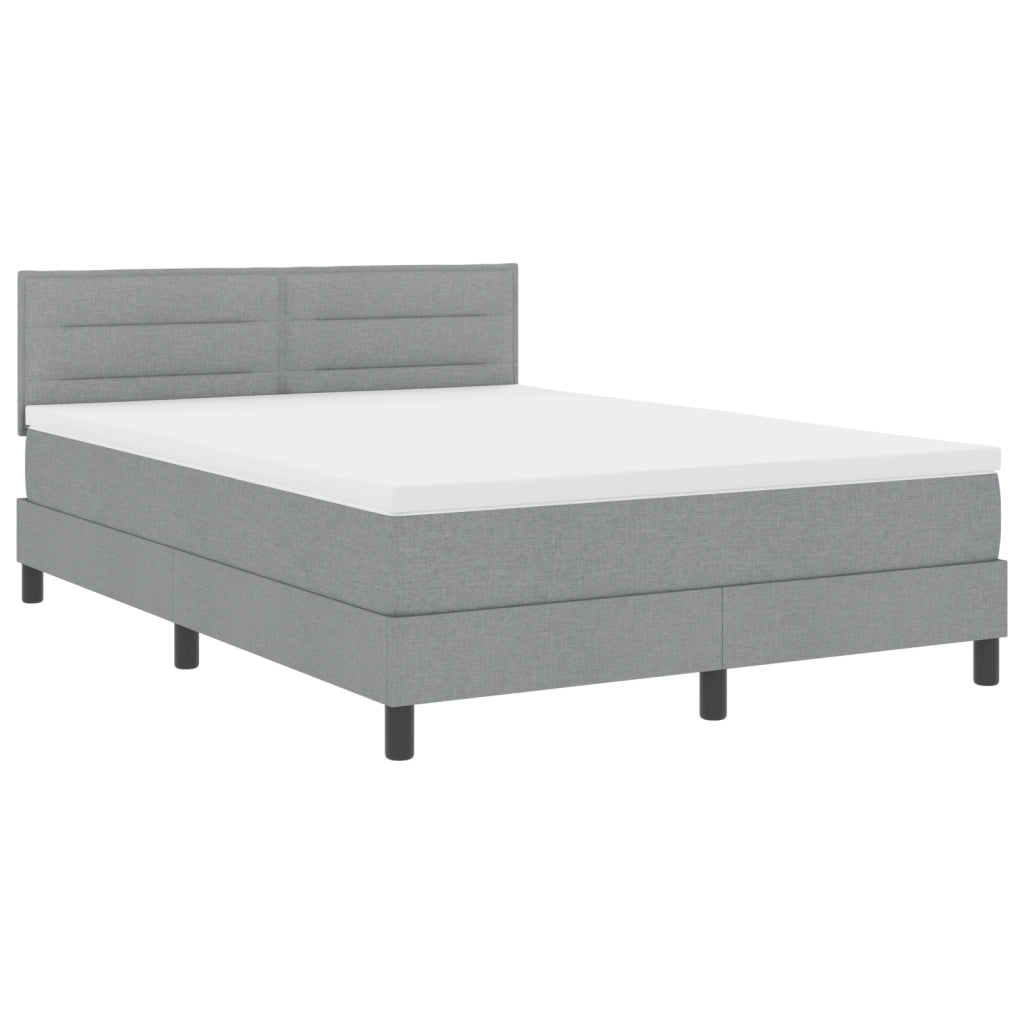 Letto Box Spring con Materasso Grigio Chiaro 140x190 cm Tessuto