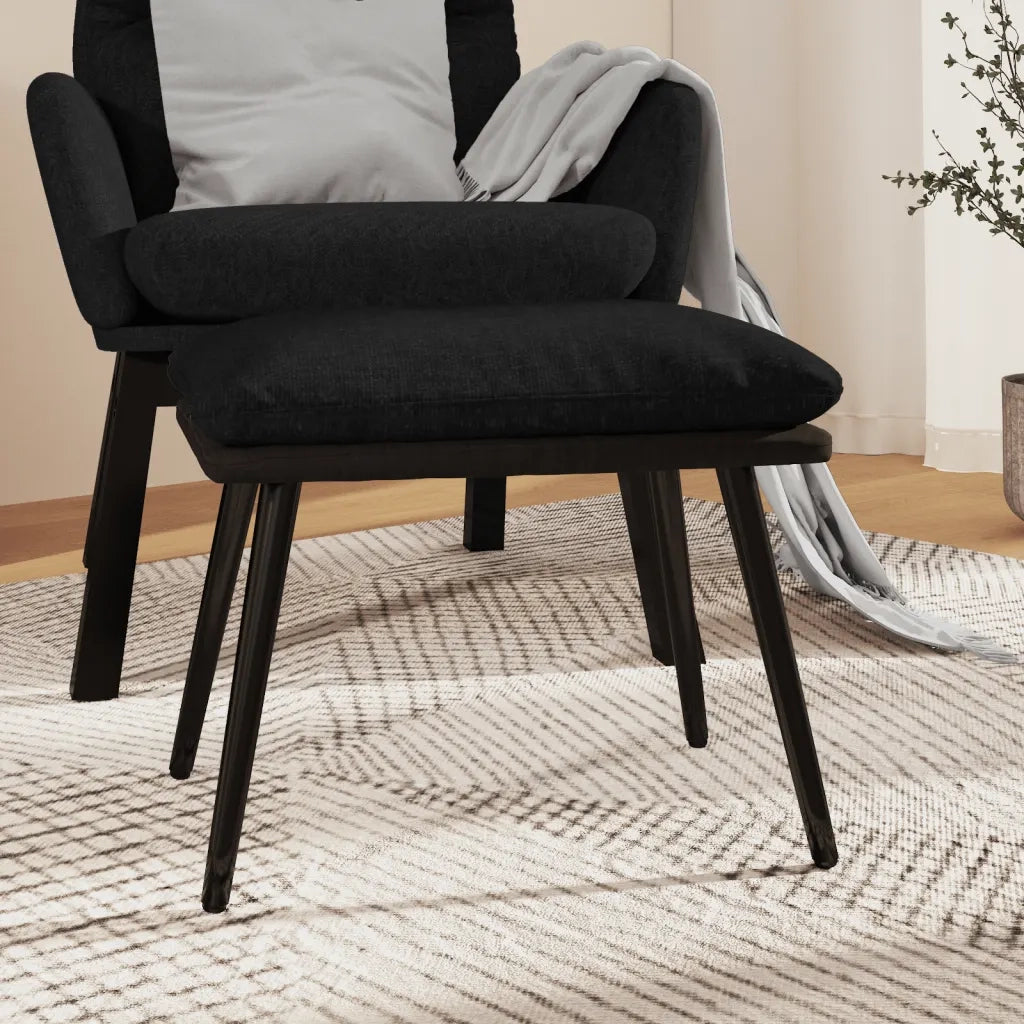 Sgabello Nero 45x29,5x39 cm in Tessuto e Similpelle cod mxl 72515