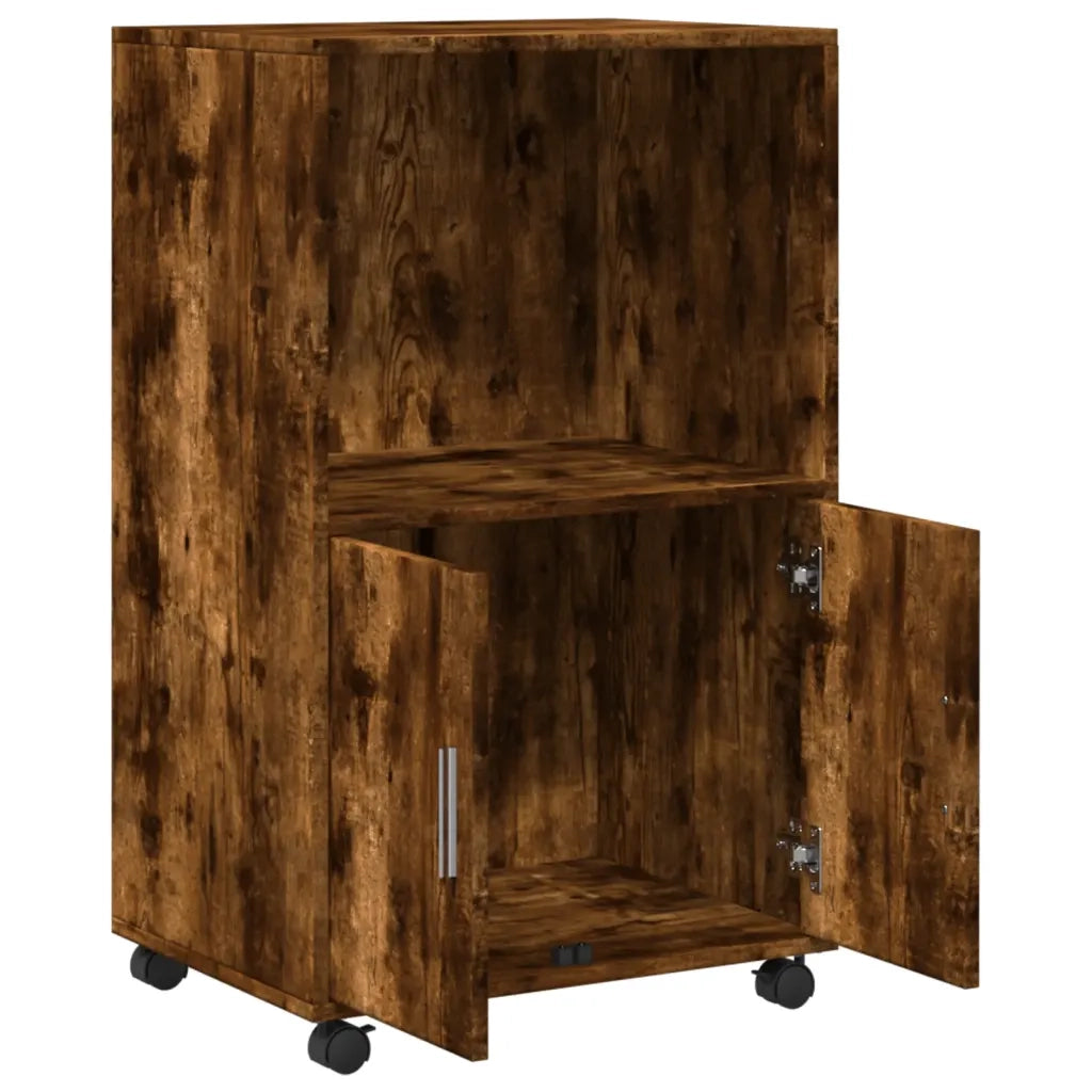Mobiletto con Ruote Rovere Fumo 55x40x91 cm in Truciolato 853186