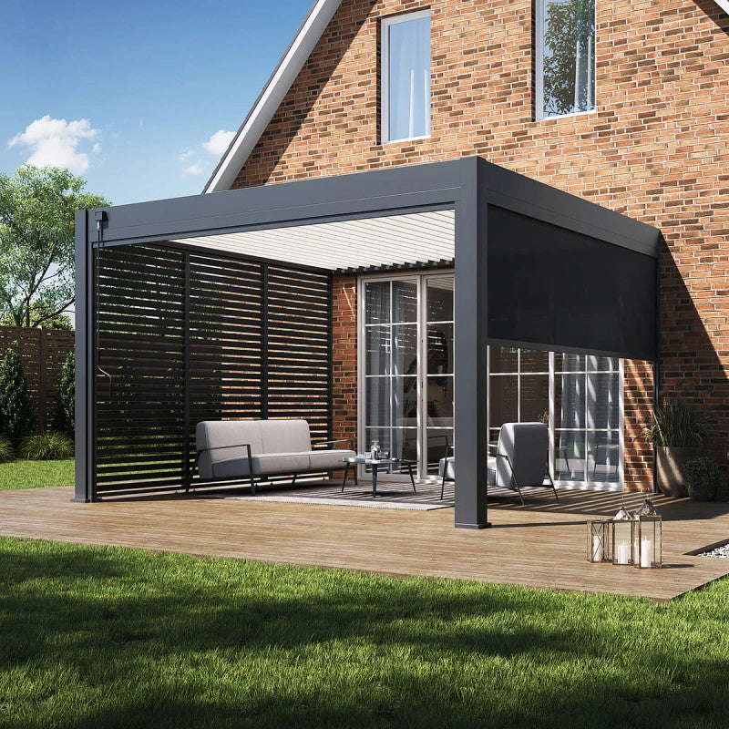 Pergola Bioclimatica Addossata Collezione VS 4x4M - Antracite/Bianco - V2
