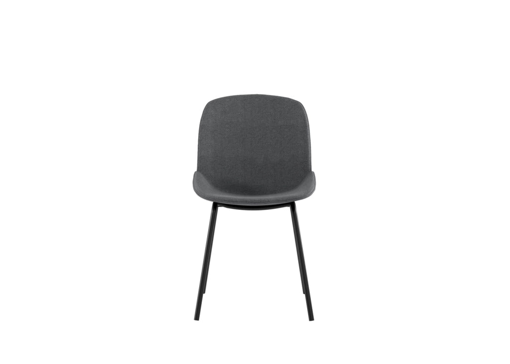 Sedia da pranzo Eva con seduta rivestita in tessuto grigio scuro e struttura in polipropilene - Base in metallo nero - Dimensioni 46x57x80 cm