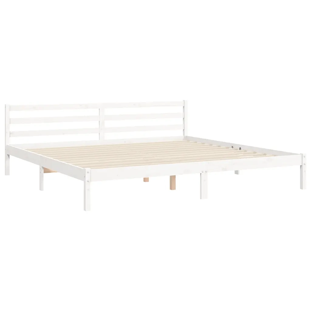 Giroletto Testiera Bianco Super King Size-Struttura Letto in Legno Massello 964803