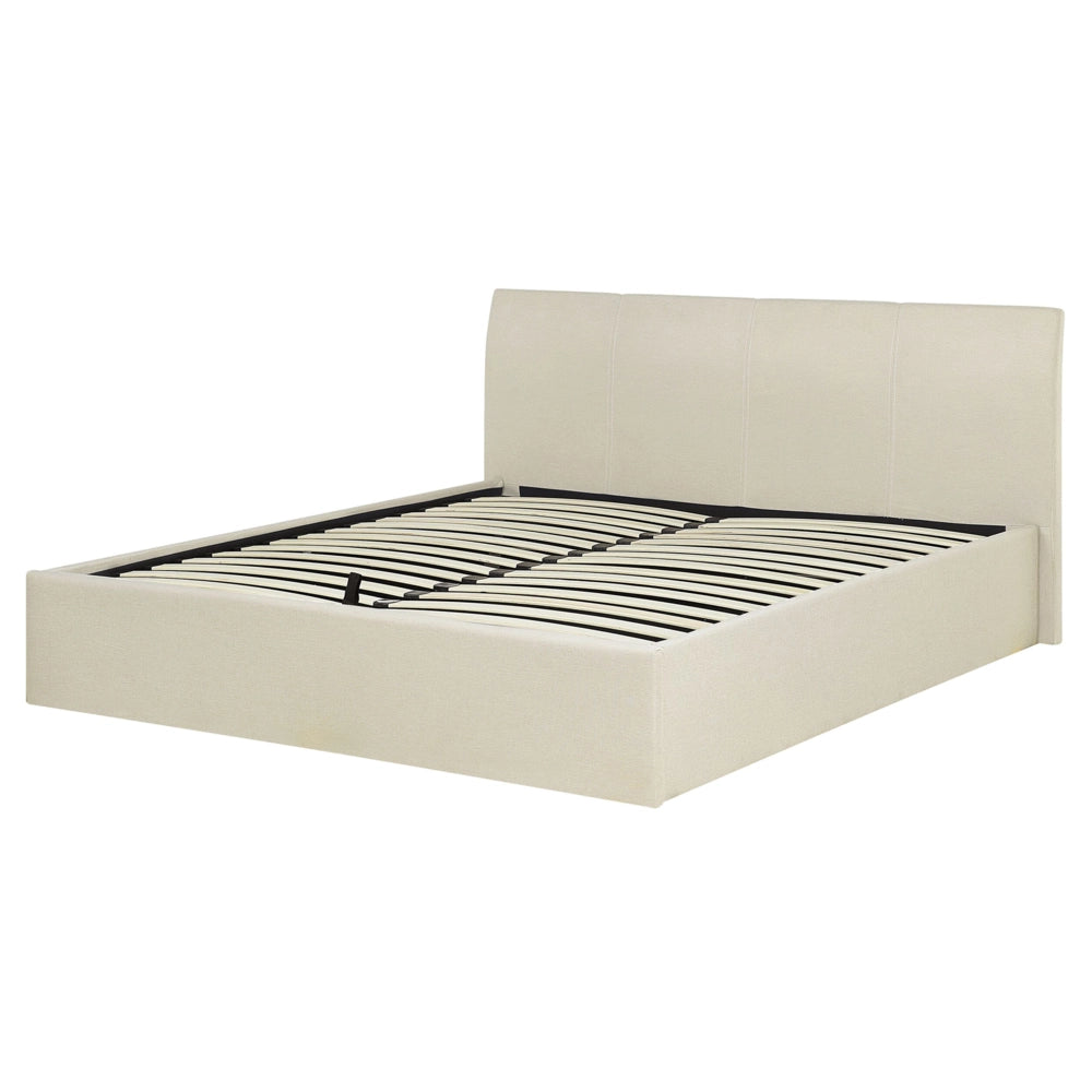 Struttura del letto Beige King Size 5 piedi Sollevare contenitore con testiera