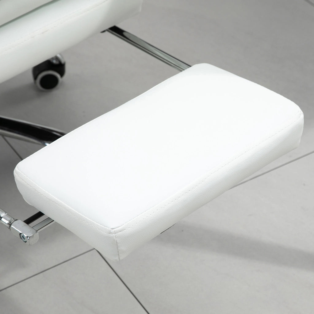 Sedia da ufficio ergonomica con braccioli e poggiapiedi ¨C zephmum ¨C bianco in similpelle