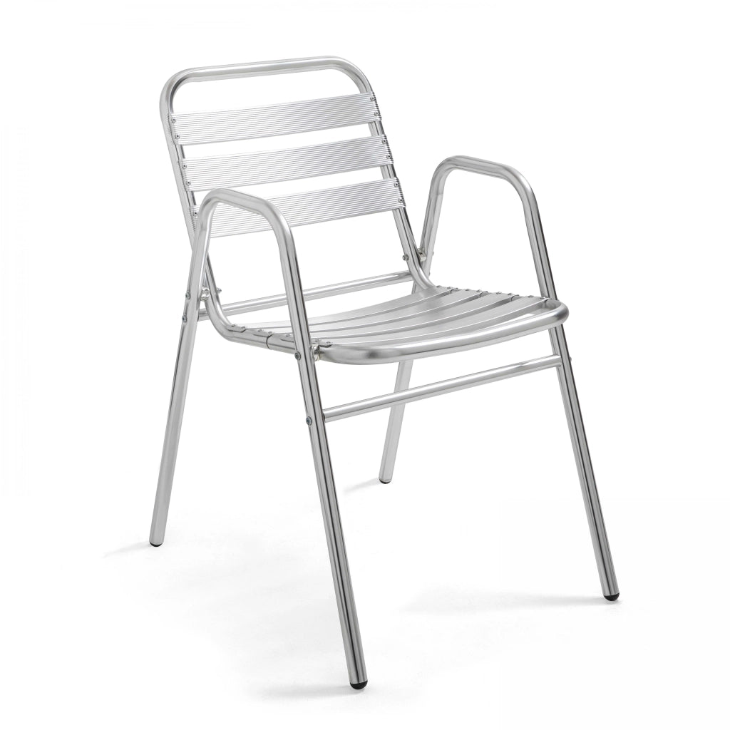 Oviala - Sedia da giardino impilabile in alluminio grigio chiaro
