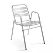 Oviala - Sedia da giardino impilabile in alluminio grigio chiaro
