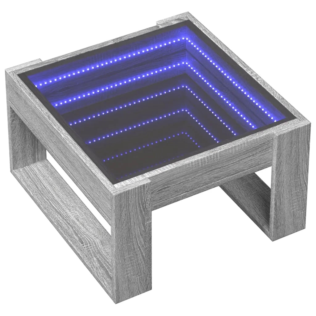 Tavolino da Salotto con LED Infinity-Tavolino da soggiorno Grigio Sonoma 50x53x30 cm