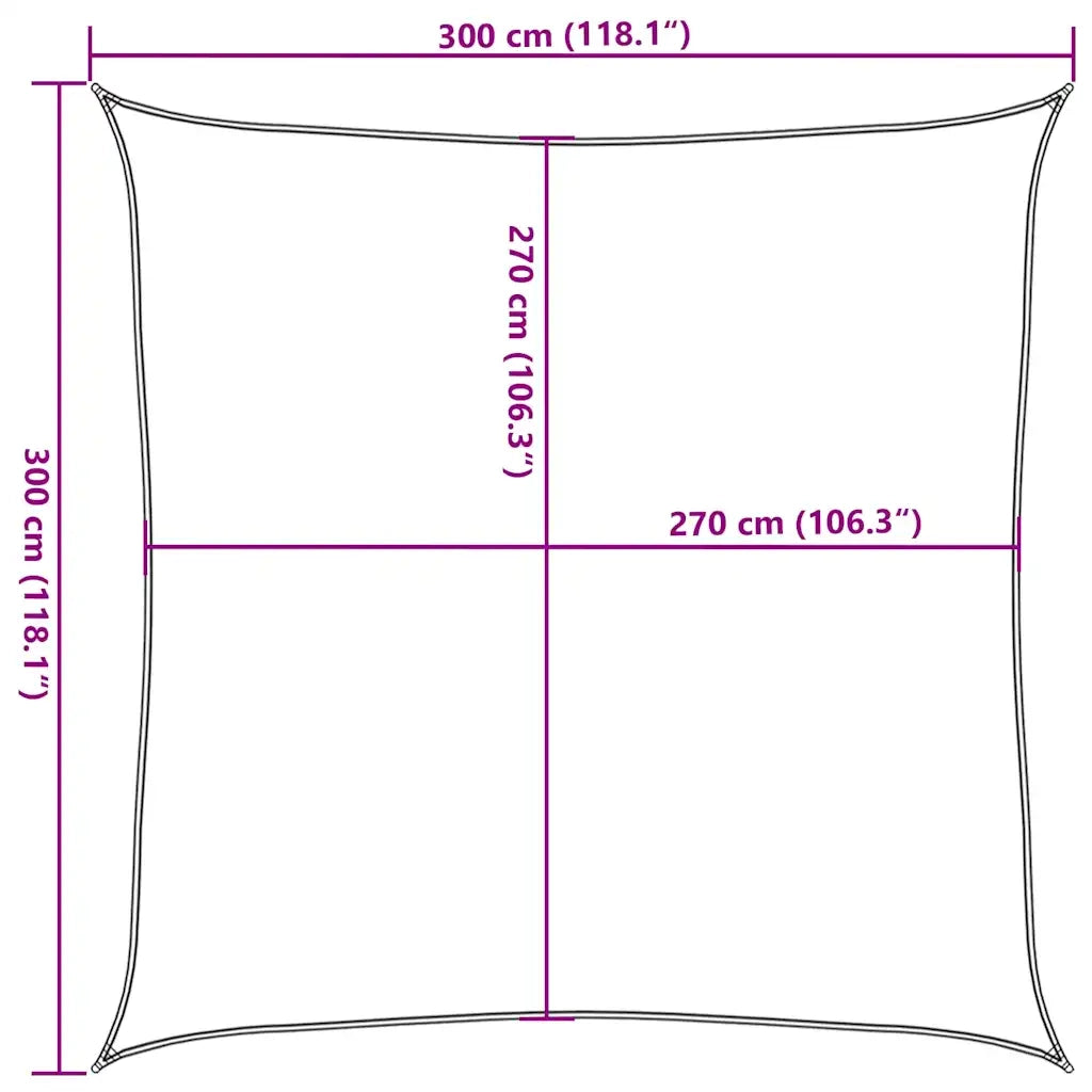Vela Parasole-Telo Ombra-Vela Ombreggiante 160 g/m2 Beige 3x3 m in HDPE