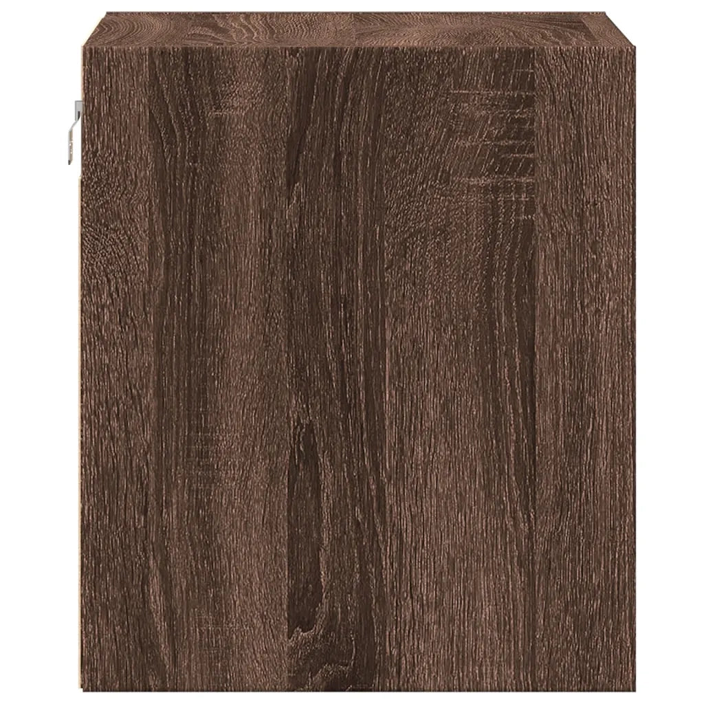 vidaXL Comodino a Parete con luci LED Rovere Marrone