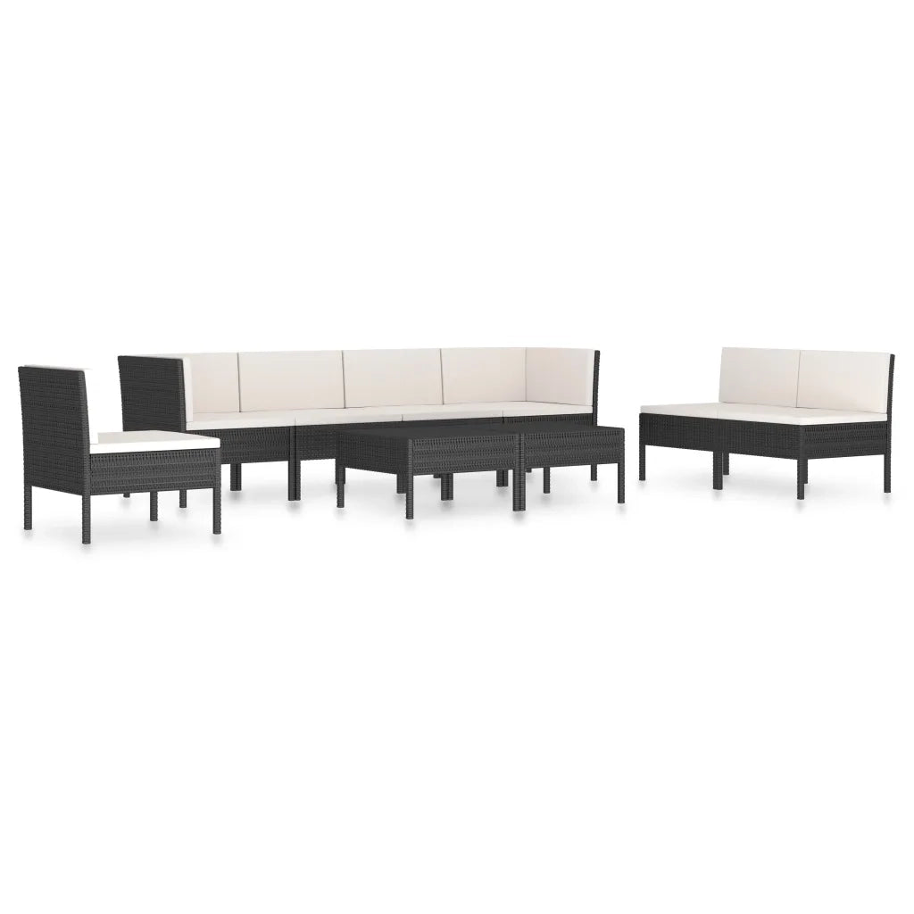 Set Divani da Giardino 9 pz con Cuscini in Polyrattan Nero cod mxl 37799