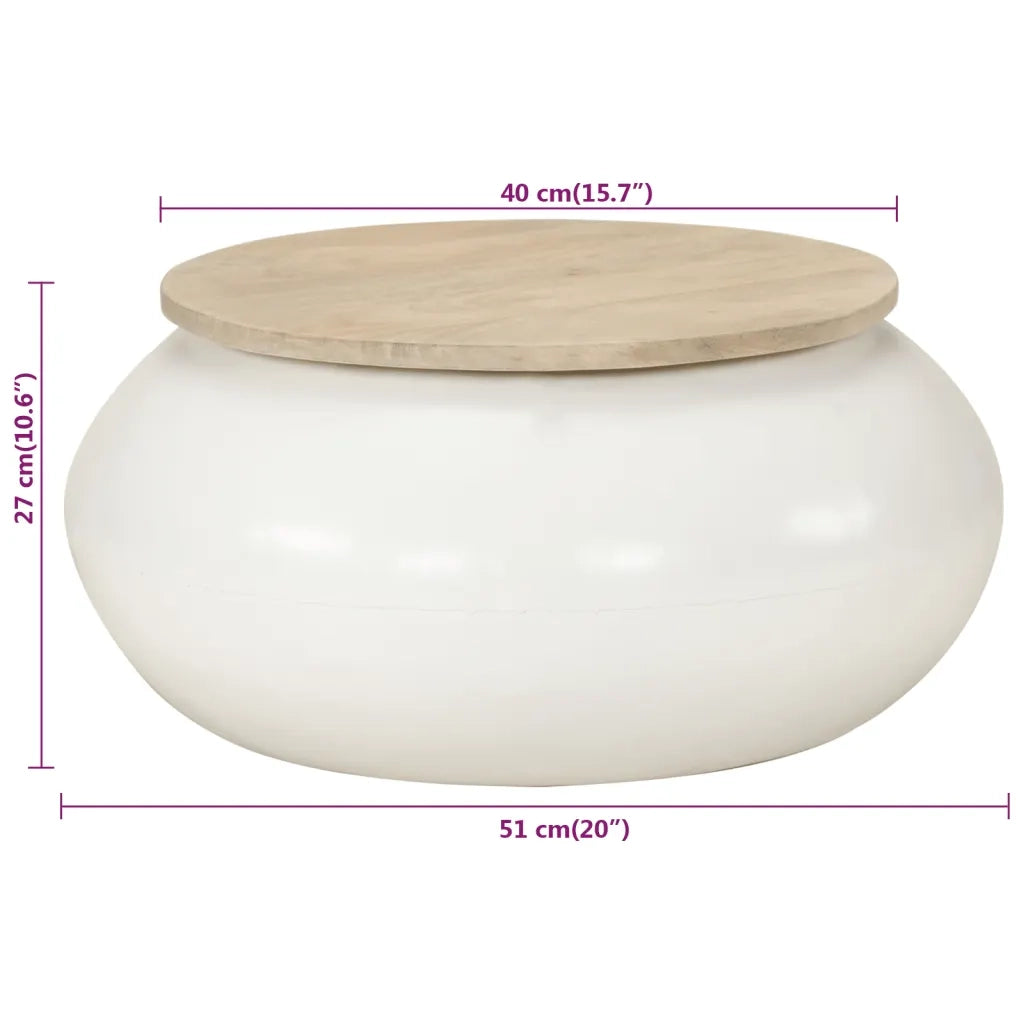 Tavolino da salotto | Tavolino da caff¨¨ | Tavolino da Soggiorno Bianco 51x51x27 cm Legno Massello di Mango