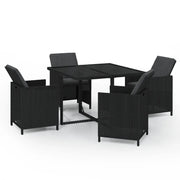 Set da Pranzo da Giardino 5 pz | Set Salotto da Giardino con Cuscini in Polyrattan Nero
