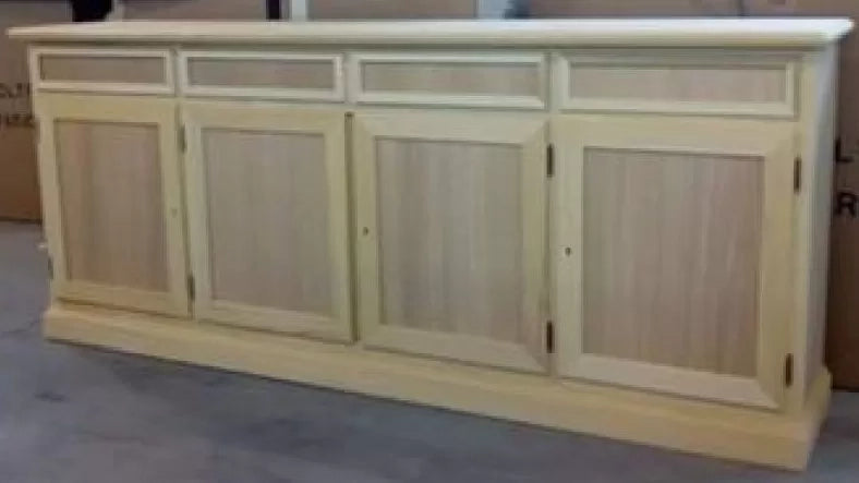 Madia credenza in legno grezza 4 ante l.205 p.42 h.86 - Mobili 2G