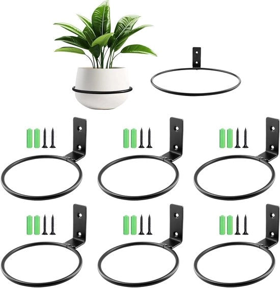 Sei pezzi di anello metallico per piante da 10 cm - supporto per piante da muro per interni ed esterni - decorazione per giardino con viti