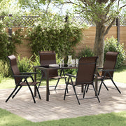 Set da pranzo da giardino 5 pezzi marrone in polyrattan