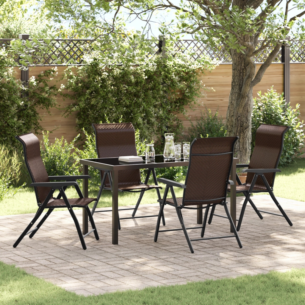 Set da pranzo da giardino 5 pezzi marrone in polyrattan