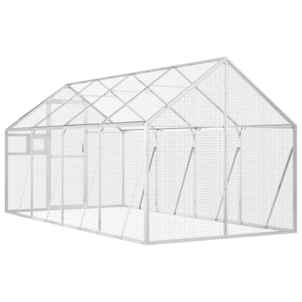 Voliera Argento 1,79x4x1,85 m in Alluminio 3155797