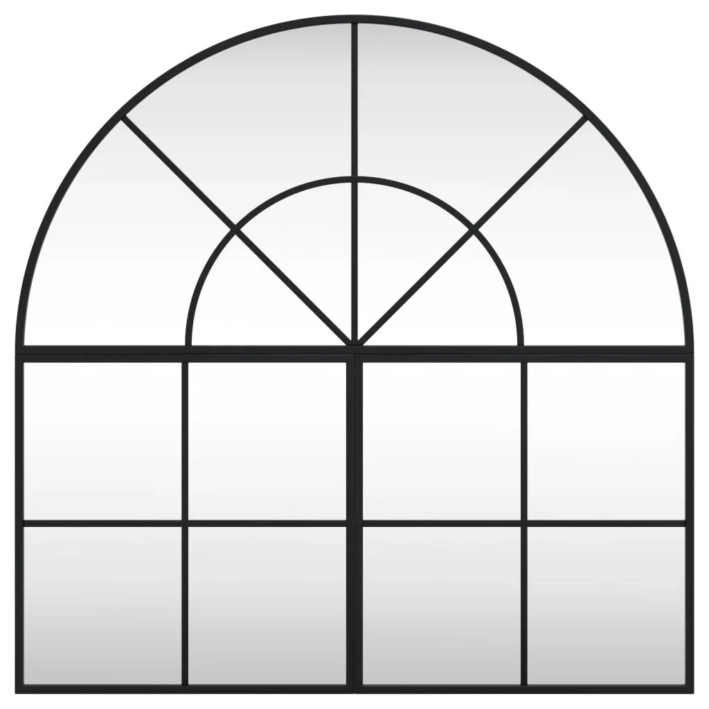 Specchio da Parete Nero 80x80 cm Arco in Ferro