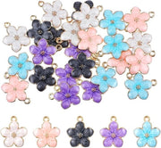 30 pezzi di pendente per fiori - fiori di ciliegio in smalto - dorato - creazione di gioielli - bracciale piccolo e carino - fai da te - accessori
