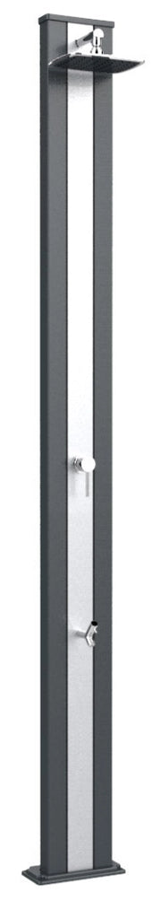 Doccia Solare da Esterno Giardino 30L Miscelatore e Lavapiedi Arkema Spring S Fascia Inox Grigio An