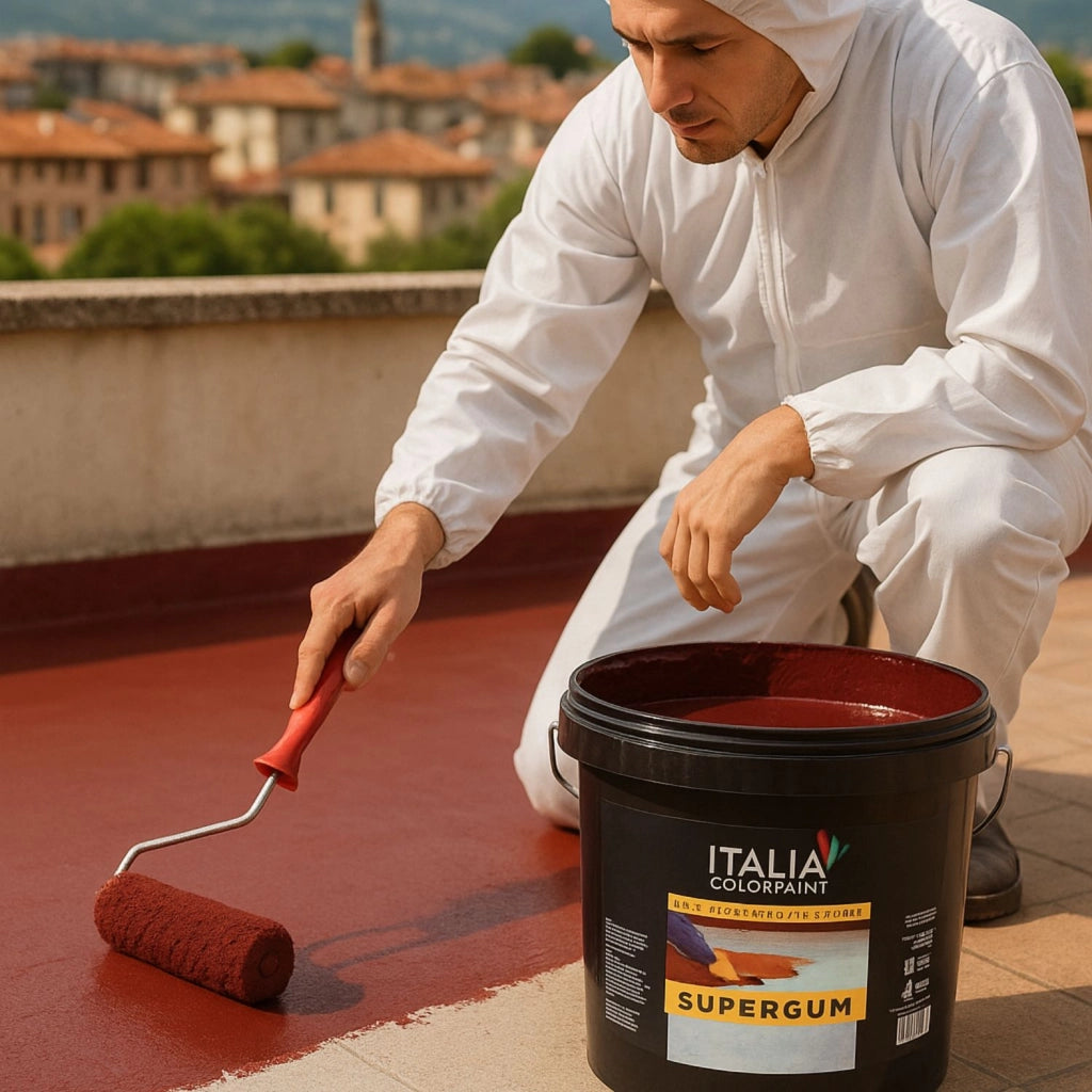 Italia colorpanit guaina impermeabilizzante supergum elastomerica fibrata *** tinta rosso ossido, contenuto kg 20, co...
