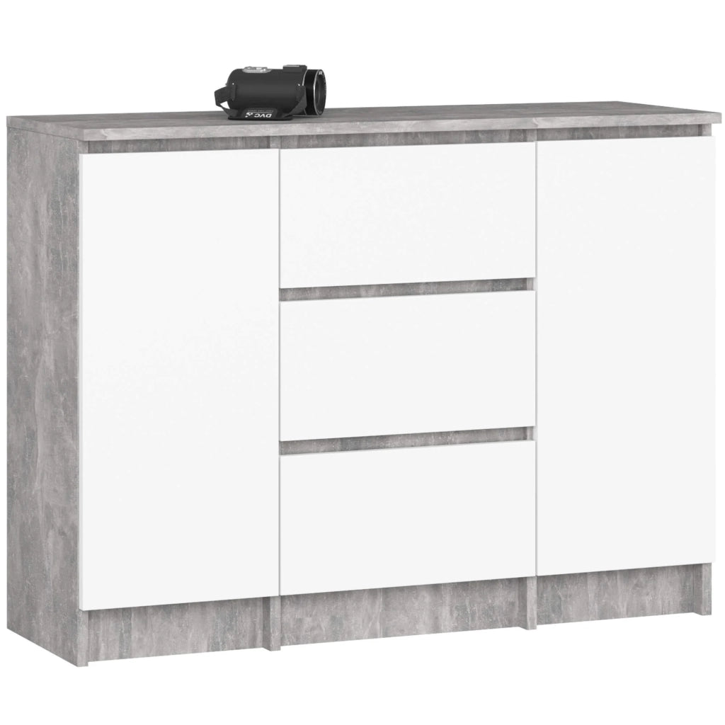 Cassettiera AKORD K100 Cemento 101 cm 2 ante 3 cassetti inserto frontale Bianco 101x35x76 cm