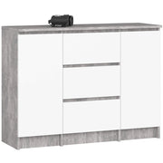 Cassettiera AKORD K100 Cemento 101 cm 2 ante 3 cassetti inserto frontale Bianco 101x35x76 cm
