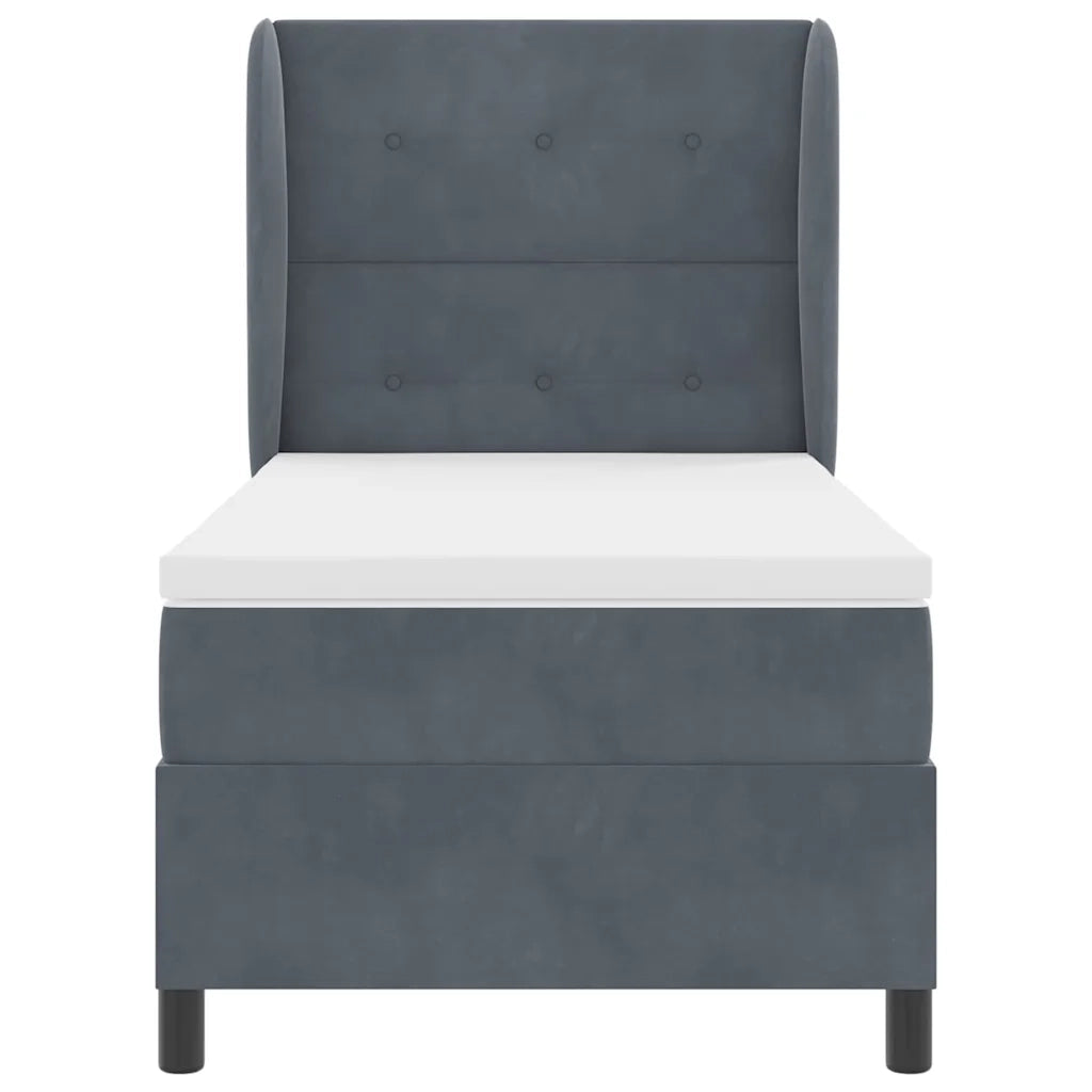 Letto a molle con materasso Grigio scuro 200 x 80 cm Velluto 3340899