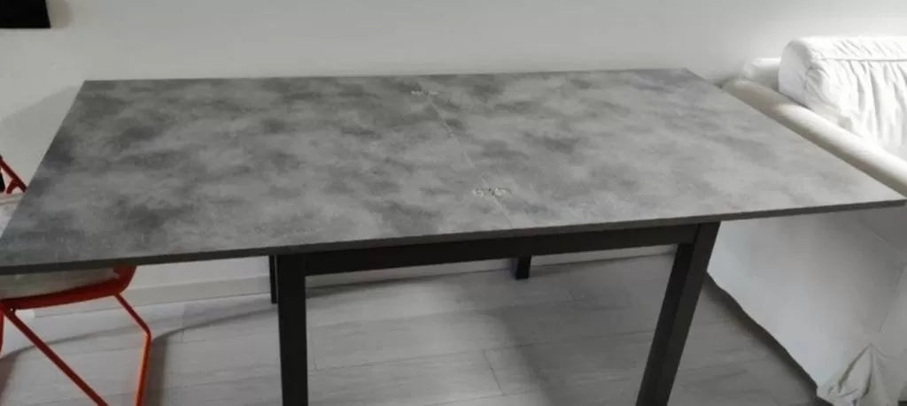Tavolo moderno grigio cemento allungabile libro 90x90 (846) - Mobili 2G
