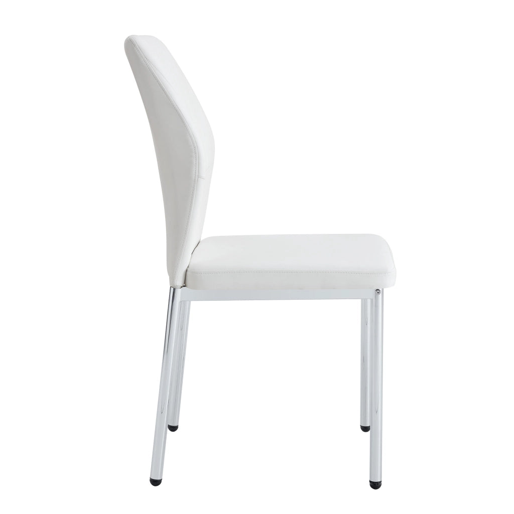 Set 4 Sedie da Pranzo ¨C Xylo ¨C Schienale in PU Bianco, Gambe in Metallo Argento