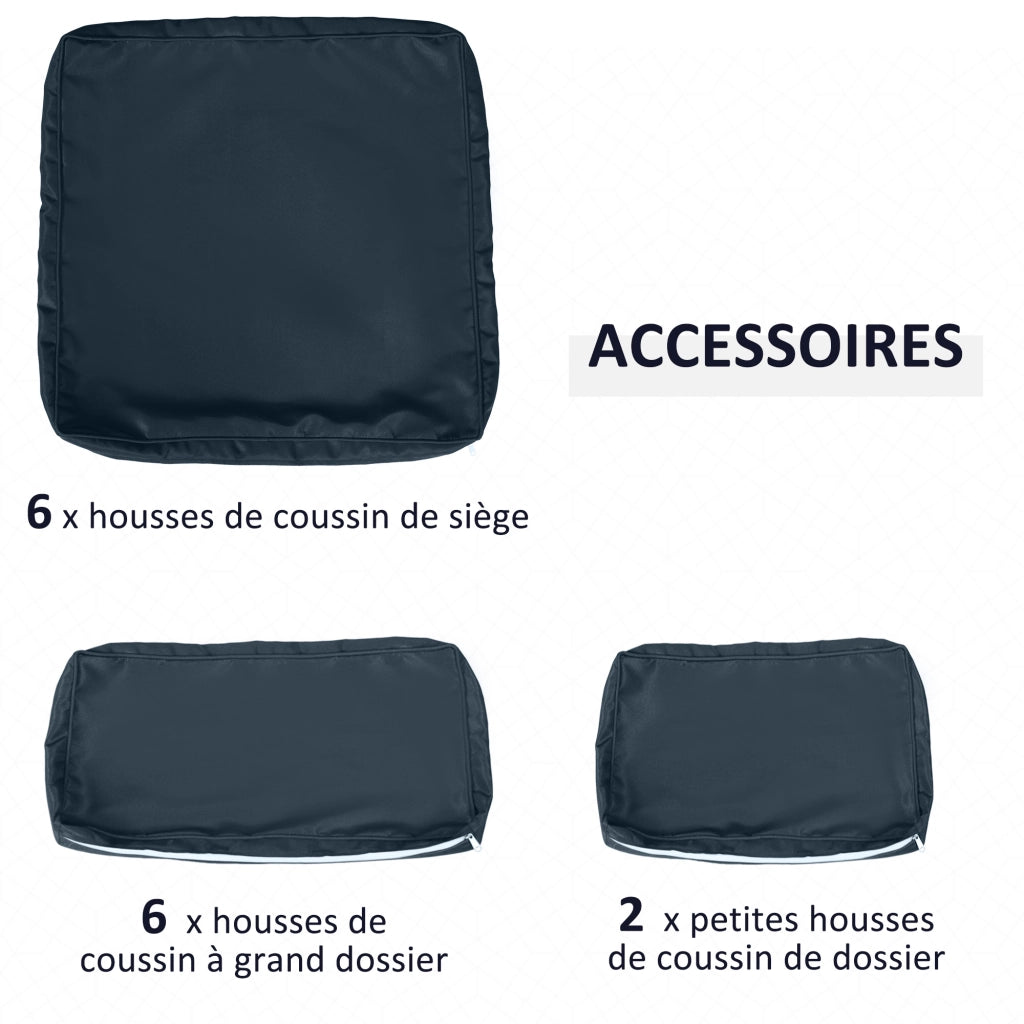 Set di 14 Fodere per Cuscini Divano da Giardino ¨C zephmum ¨C Blu, 6 Fodere per Seduta e 8 per Schienale