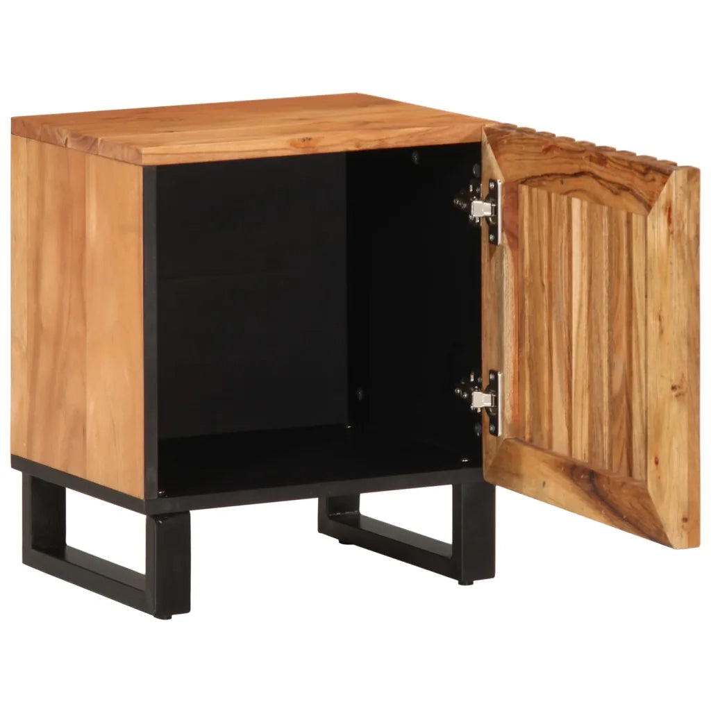 Set di 2 Comodini | Armadio da Notte | Mobiletto da notte 40x34x46 cm in Legno Massello di Acacia
