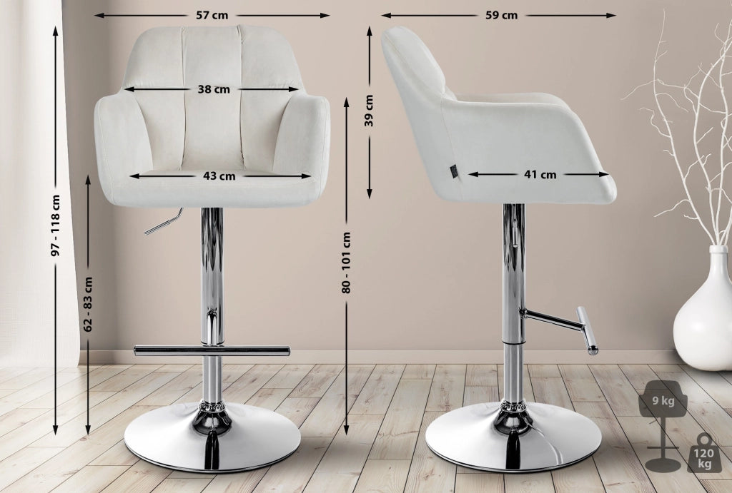 Barhocker Natoma Samt chrom