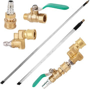 Set di pulizia radiatore completo per auto e camion - 58cm/113cm - 2 Steli di pulizia radiatore - 2 Connettori - 1 Coperchio - Acciaio inossidabile - Completo per auto e camion - Set di pulizia radiatore