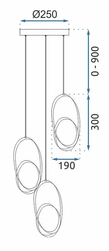 Lampada A Sospensione Led G082-3cpr Gold