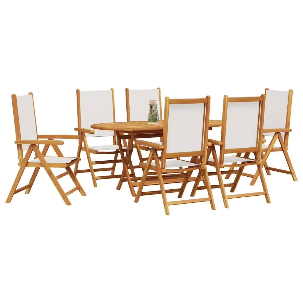 Set da Pranzo per Giardino 7 pcs Bianco Crema