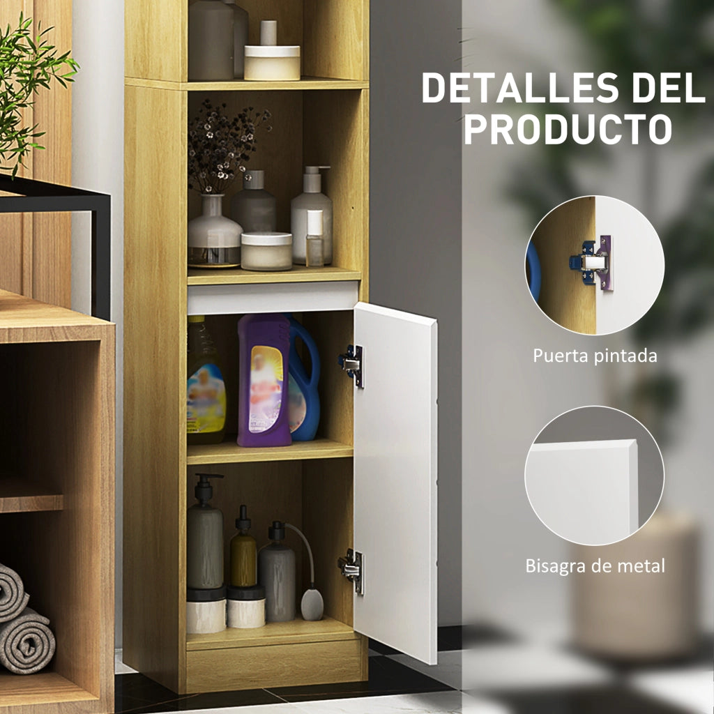 Colonna Bagno Salvaspazio ¨C Xylo ¨C 2 Ante 2 Ripiani Aperti Bianco Rovere 30x24x170 cm