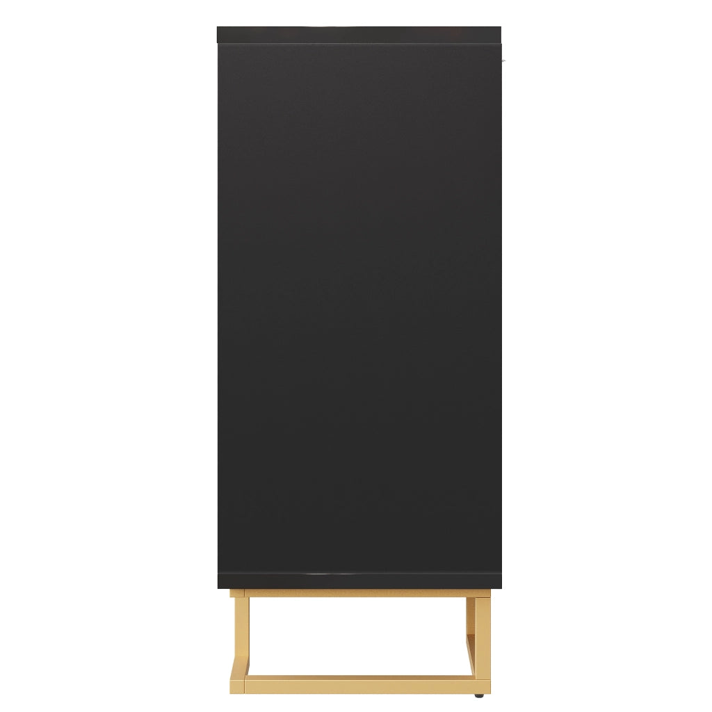 Credenza con 2 Ante e 4 Vani; Stile Moderno; in MDF; 152??40??75 cm; Nero