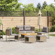 Set Divano Esterno Beige e Grigio Chiaro Rattan, Tessuto Standard