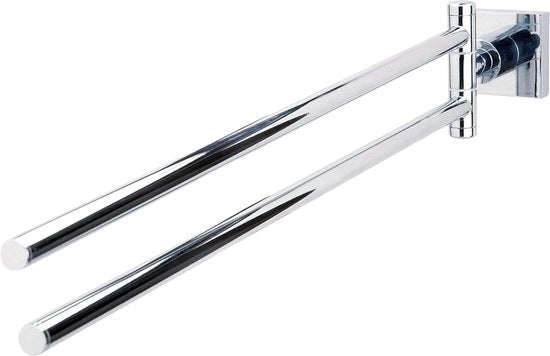 Sostegno per asciugamani a due braccioli autofissante - Metallo lucido cromato - 485 mm x 50 mm x 84 mm